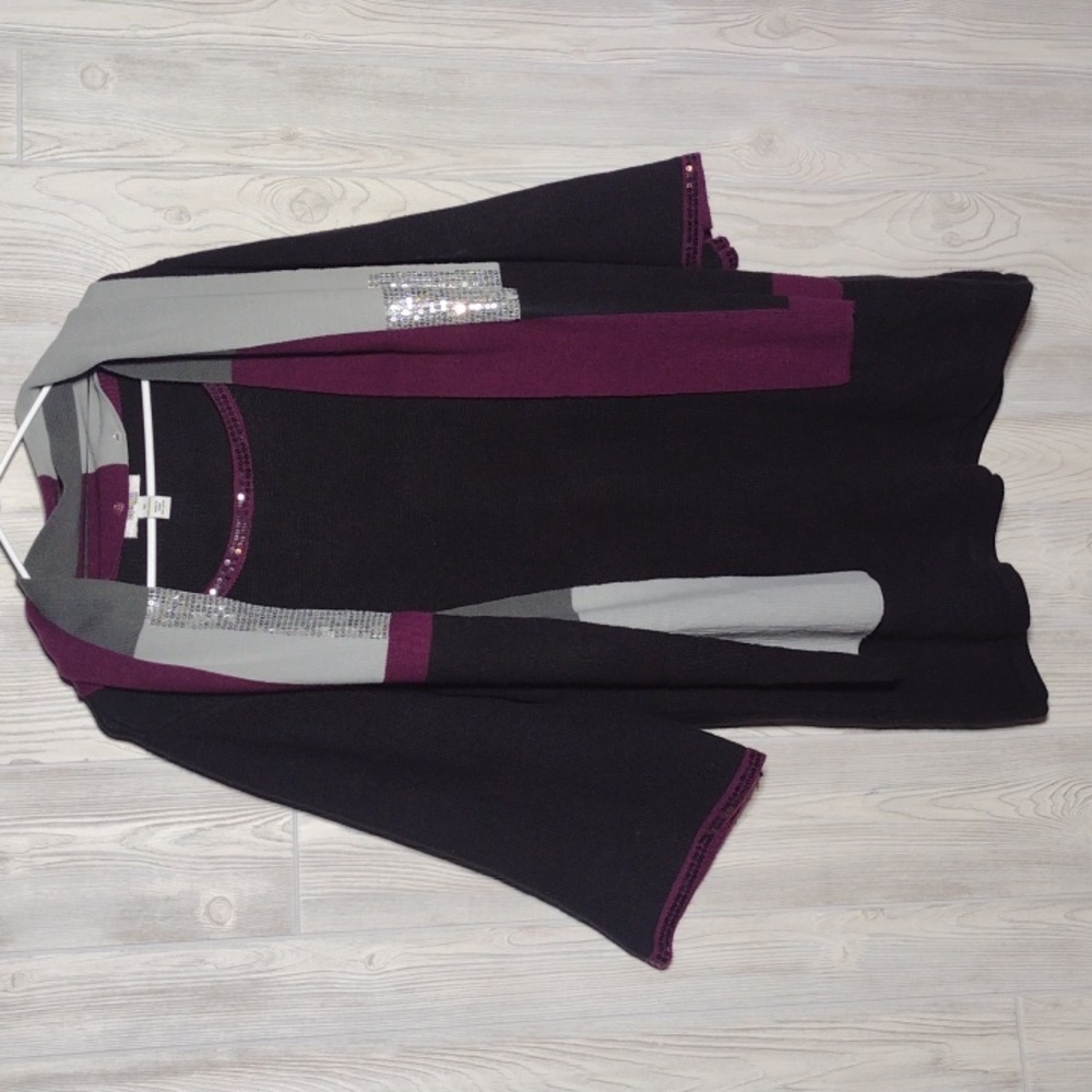 Sequined Sweater & Detachable Scarf Set